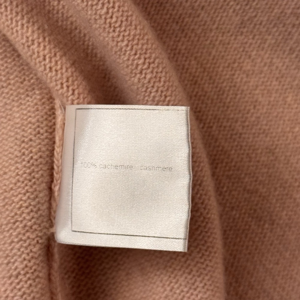CHANEL 03A Pink 100% Cashmere Fringe Trim Open Front Cardigan Sweater Size 42 - Picture 12 of 13